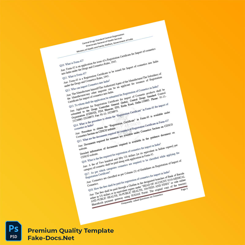 India Central Drugs Standard Control Organization Registration Certificate Template (Word & PDF) 7 page India Central Drugs Standard Control Organization Registration Certificate Template (Word & PDF) 7 page