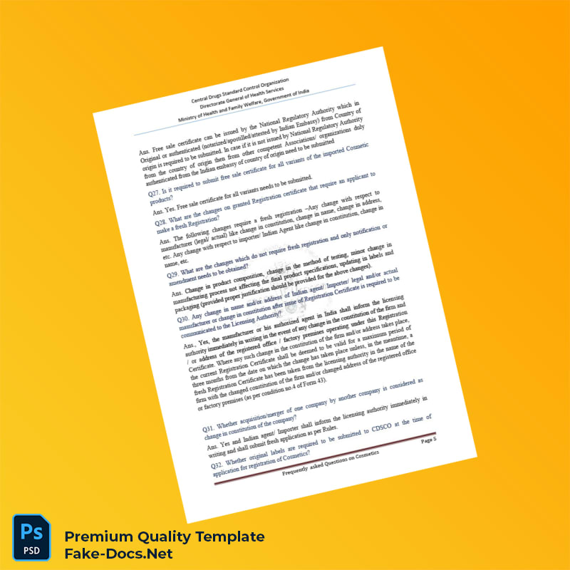 India Central Drugs Standard Control Organization Registration Certificate Template (Word & PDF) 7 page India Central Drugs Standard Control Organization Registration Certificate Template (Word & PDF) 7 page