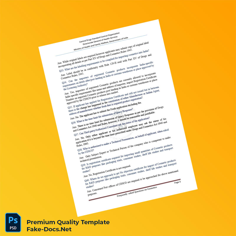 India Central Drugs Standard Control Organization Registration Certificate Template (Word & PDF) 7 page India Central Drugs Standard Control Organization Registration Certificate Template (Word & PDF) 7 page