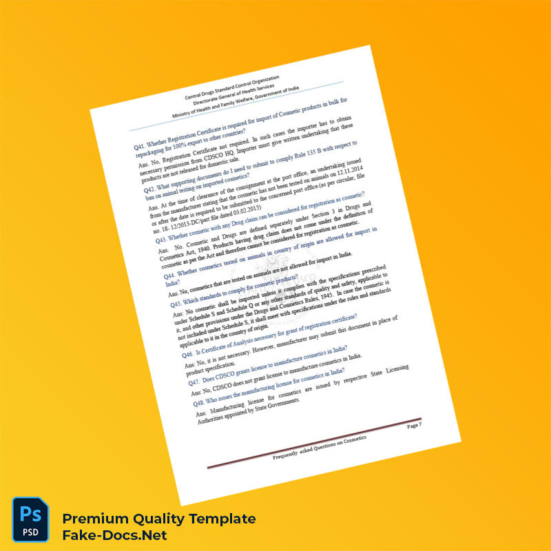 India Central Drugs Standard Control Organization Registration Certificate Template (Word & PDF) 7 page India Central Drugs Standard Control Organization Registration Certificate Template (Word & PDF) 7 page