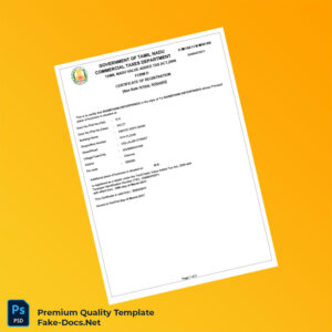 India Commercial Taxes Department VAT Registration Certificate Template (Word & PDF) 2 page India Commercial Taxes Department VAT Registration Certificate Template (Word & PDF) 2 page