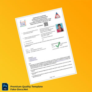 India Food Safety and Standards Authority Business Registration Certificate Template (Word & PDF) 4 page India Food Safety and Standards Authority Business Registration Certificate Template (Word & PDF) 4 page