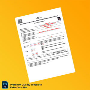 India Government of Jammu and Kashmir Registration Certificate Template (Word & PDF) India Government of Jammu and Kashmir Registration Certificate Template (Word & PDF)