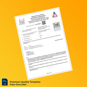 India Government of Maharashtra Food Registration Certificate Template (Word & PDF) 4 page India Government of Maharashtra Food Registration Certificate Template (Word & PDF) 4 page