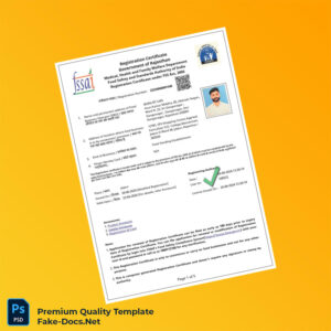 India Government of Rajasthan Food Safety and Standards Authority Registration Certificate Template (Word & PDF) 5 page India Government of Rajasthan Food Safety and Standards Authority Registration Certificate Template (Word & PDF) 5 page