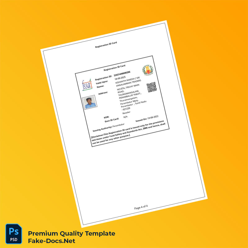 India Government of Tamil Nadu Registration Certificate Template (Word & PDF) 4 page India Government of Tamil Nadu Registration Certificate Template (Word & PDF) 4 page