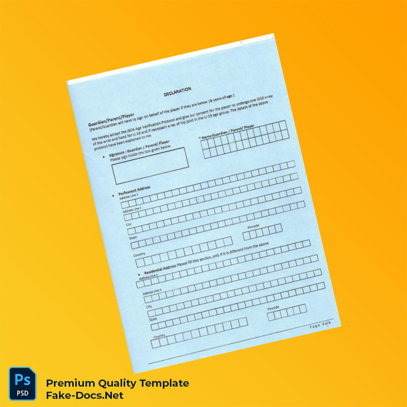 India Jharkhand State Cricket Association Registration Form Template (Word & PDF) 6 page India Jharkhand State Cricket Association Registration Form Template (Word & PDF) 6 page