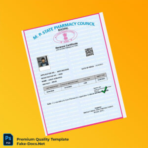 India Madhya Pradesh State Pharmacy Council Renewal Certificate Template (Word & PDF) India Madhya Pradesh State Pharmacy Council Renewal Certificate Template (Word & PDF)
