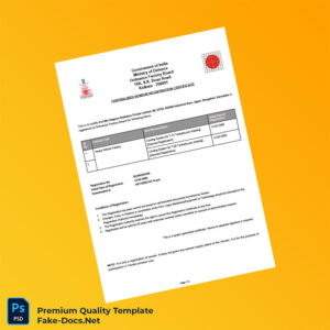 India Ministry of Defence Centralised Vendor Registration Certificate Template (Word & PDF) 2 page India Ministry of Defence Centralised Vendor Registration Certificate Template (Word & PDF) 2 page