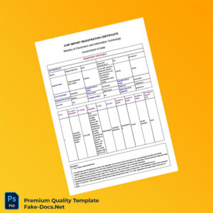 India Ministry of Electronics and Information Technology Chip Import Registration Certificate Template (Word & PDF) 2 page India Ministry of Electronics and Information Technology Chip Import Registration Certificate Template (Word & PDF) 2 page