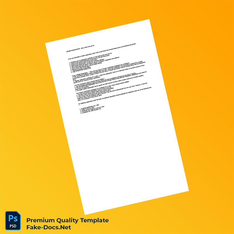 India Ministry of Home Affairs FCRA Registration Certificate Template (Word & PDF) India Ministry of Home Affairs FCRA Registration Certificate Template (Word & PDF)