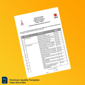 India Ordnance Factory Board Business Registration Certificate Template (Word & PDF) 4 page India Ordnance Factory Board Business Registration Certificate Template (Word & PDF) 4 page