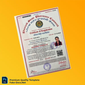 India Punjab State Pharmacy Council Registration Certificate Template (Word & PDF) India Punjab State Pharmacy Council Registration Certificate Template (Word & PDF)