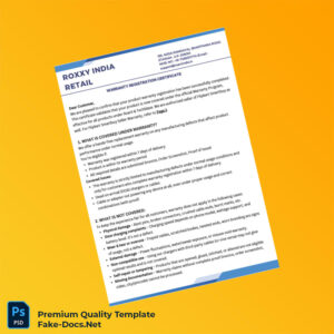 India RoxxY India Warranty Registration Certificate Template (Word & PDF) 4 page India RoxxY India Warranty Registration Certificate Template (Word & PDF) 4 page