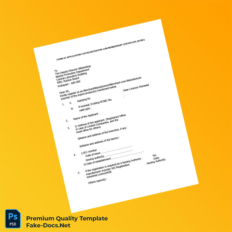 India Rubber Board RCMC Registration Certificate Template (Word & PDF) 4 page India Rubber Board RCMC Registration Certificate Template (Word & PDF) 4 page