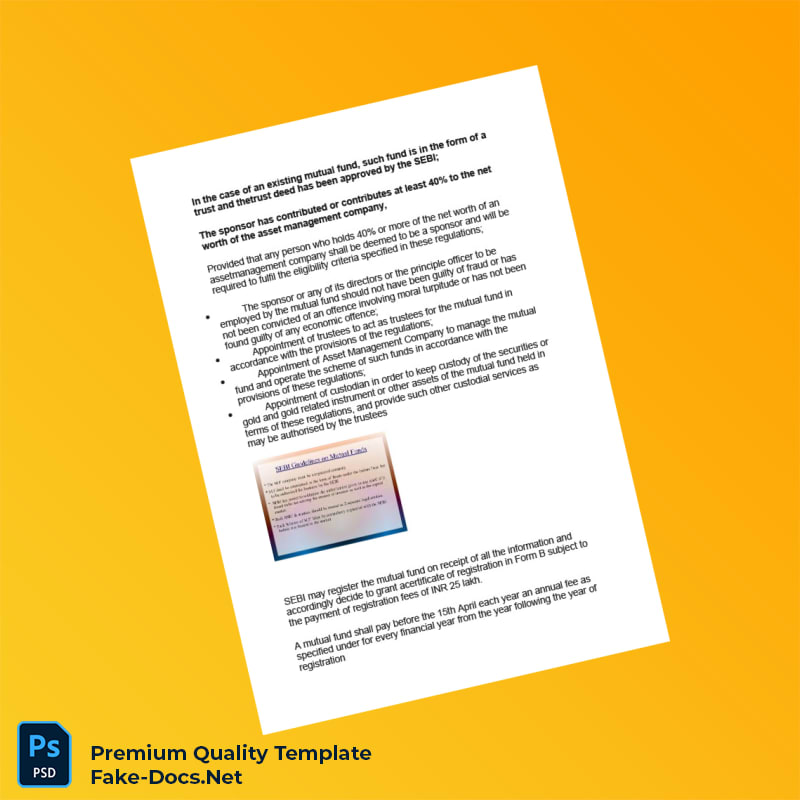 India SEBI Mutual Fund Registration Certificate Template (Word & PDF) 4 page India SEBI Mutual Fund Registration Certificate Template (Word & PDF) 4 page