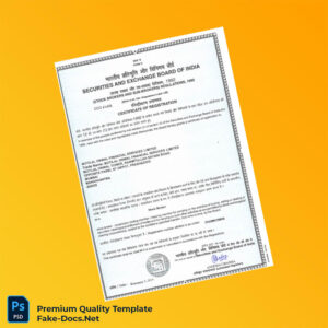 India Securities and Exchange Board of India Registration Certificate Template (Word & PDF) India Securities and Exchange Board of India Registration Certificate Template (Word & PDF)