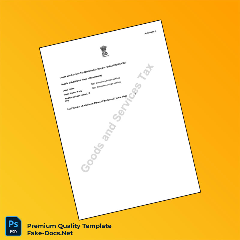 India State Tax Authority Registration Certificate Template (Word & PDF) 3 page India State Tax Authority Registration Certificate Template (Word & PDF) 3 page