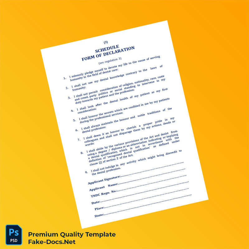 India Tamil Nadu Dental Council BDS Registration Form Template (Word & PDF) 5 page India Tamil Nadu Dental Council BDS Registration Form Template (Word & PDF) 5 page