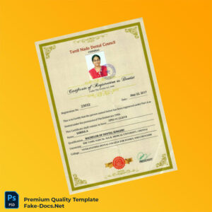 India Tamil Nadu Dental Council Registration Certificate Template (Word & PDF) India Tamil Nadu Dental Council Registration Certificate Template (Word & PDF)