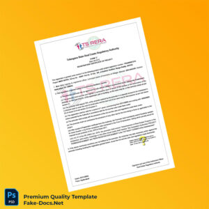 India Telangana Real Estate Regulatory Authority Registration Certificate Template (Word & PDF) India Telangana Real Estate Regulatory Authority Registration Certificate Template (Word & PDF)