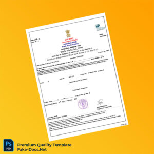 India Trade Marks Registry TM Registration Certificate Template (Word & PDF) 2 page India Trade Marks Registry TM Registration Certificate Template (Word & PDF) 2 page