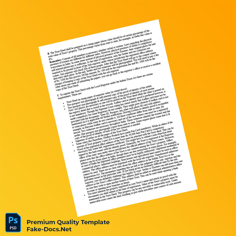 India Trust Authority Registration Certificate Template (Word & PDF) 5 page India Trust Authority Registration Certificate Template (Word & PDF) 5 page