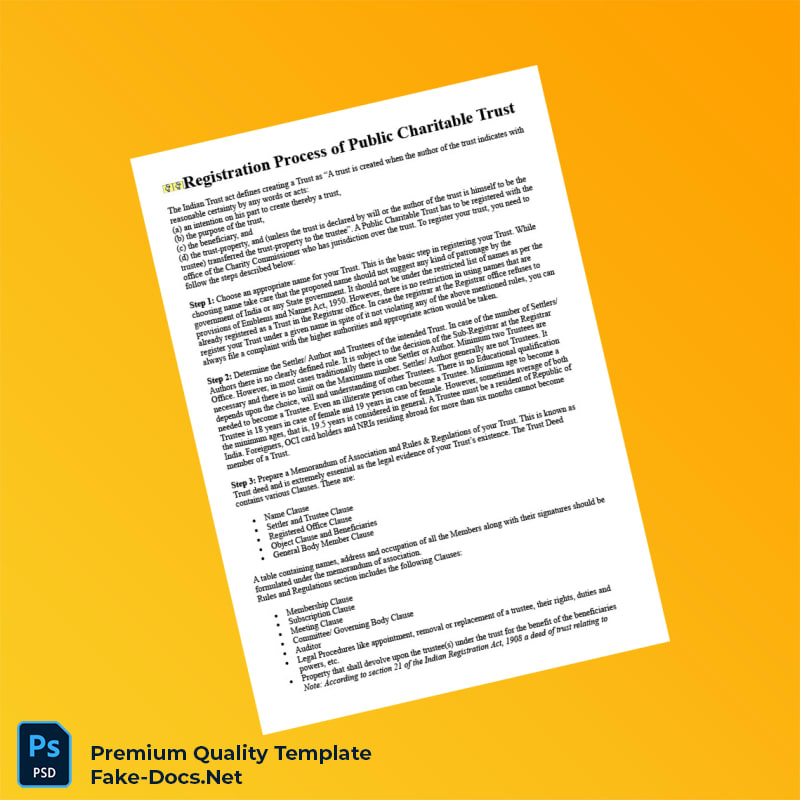 India Trust Authority Registration Certificate Template (Word & PDF) 5 page India Trust Authority Registration Certificate Template (Word & PDF) 5 page