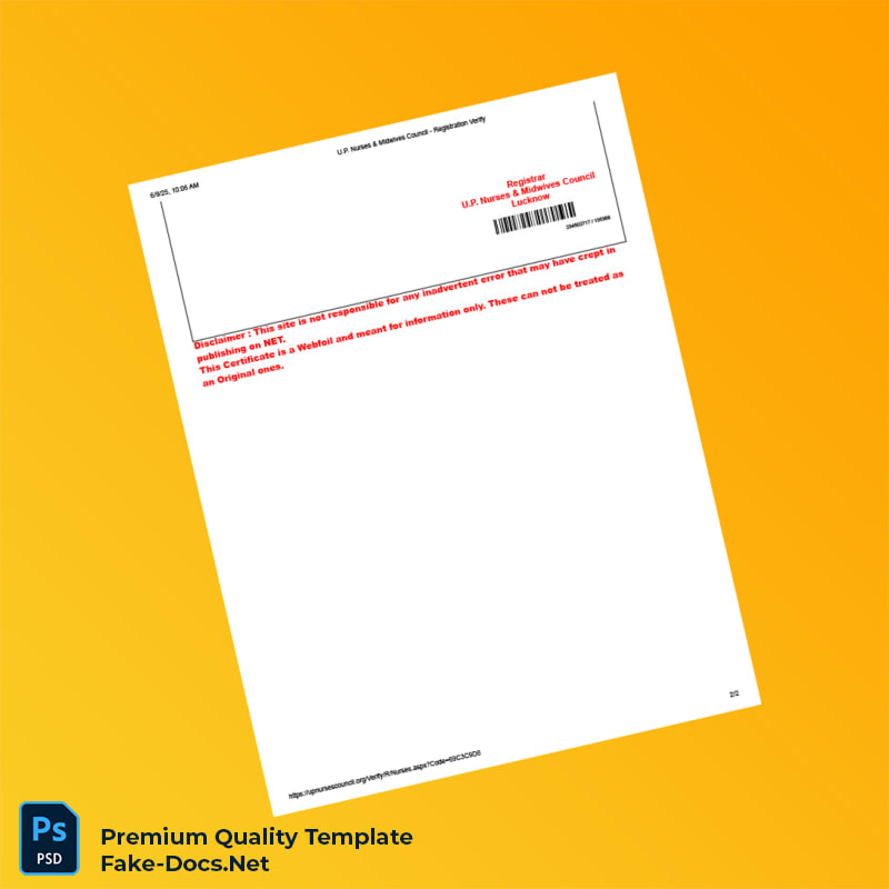 India U P Nurses Midwives Council Registration Certificate Template (Word & PDF) 2 page India U P Nurses Midwives Council Registration Certificate Template (Word & PDF) 2 page