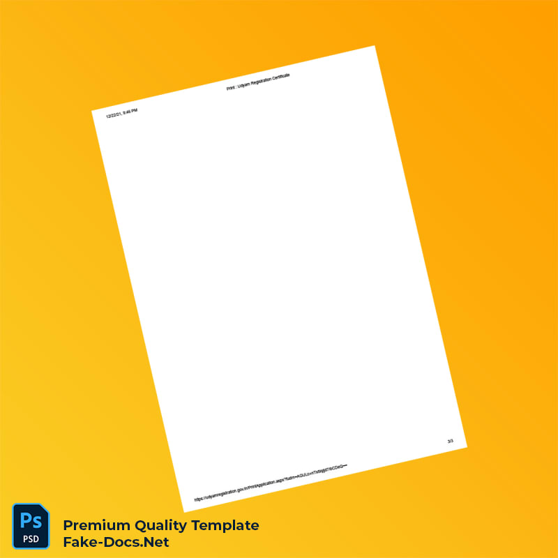 India Udyam Registration MSME Certificate Template (Word & PDF) 3 page India Udyam Registration MSME Certificate Template (Word & PDF) 3 page