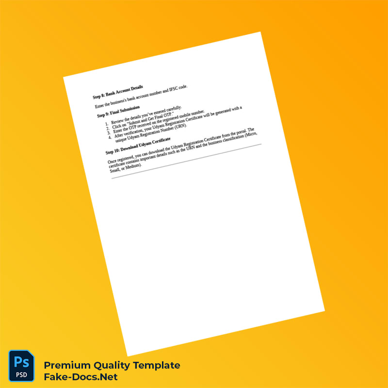 India Udyam Registration Manual Template (Word & PDF) 3 page India Udyam Registration Manual Template (Word & PDF) 3 page