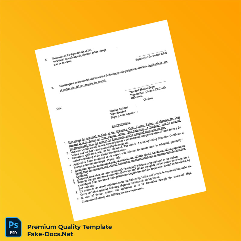 India University Migration Certificate Template (Word & PDF) 2 page India University Migration Certificate Template (Word & PDF) 2 page