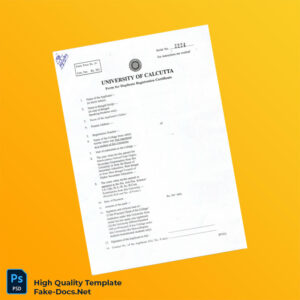 India University of Calcutta Editable Duplicate Registration Certificate Template in Word and PDF formats 2 page India University of Calcutta Editable Duplicate Registration Certificate Template in Word and PDF formats 2 page