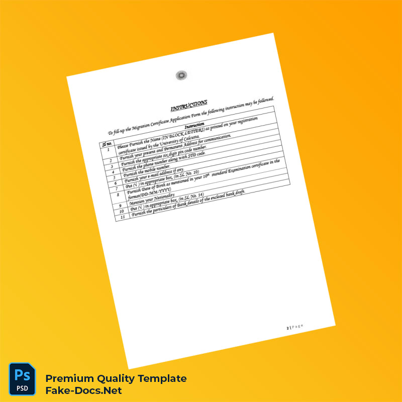 India University of Calcutta Editable Migration Certificate Template (Word & PDF) 3 page India University of Calcutta Editable Migration Certificate Template (Word & PDF) 3 page