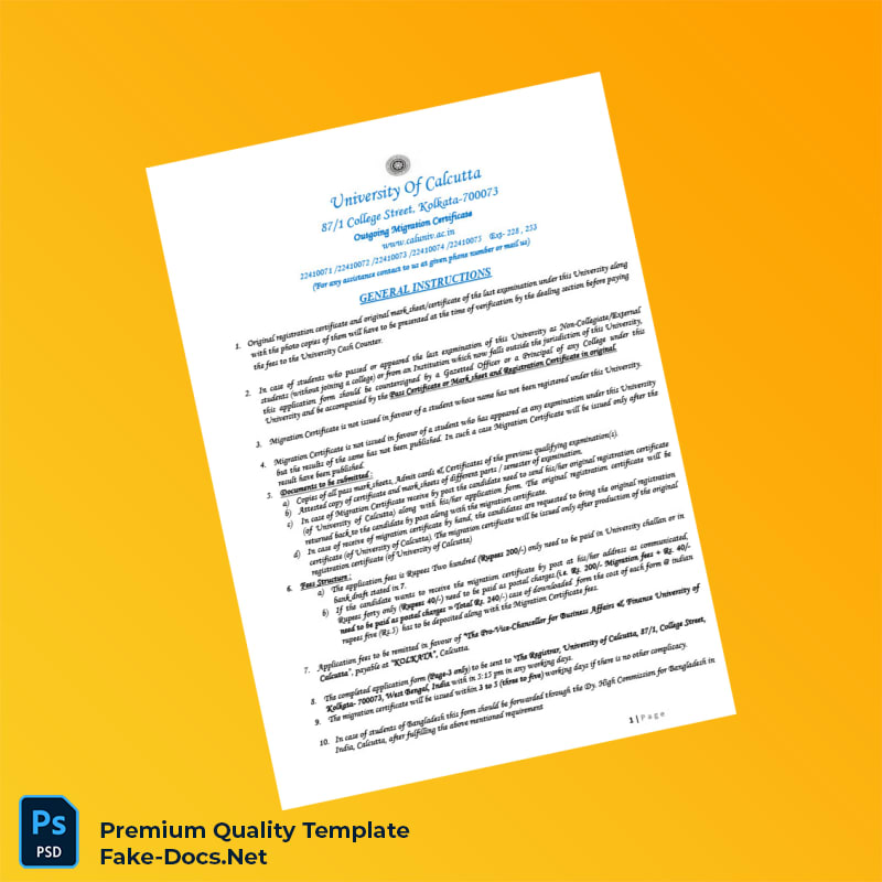 India University of Calcutta Editable Migration Certificate Template (Word & PDF) 3 page India University of Calcutta Editable Migration Certificate Template (Word & PDF) 3 page