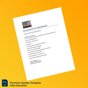 India Uttarakhand Birth Certificate Template (Word & PDF) India Uttarakhand Birth Certificate Template (Word & PDF)