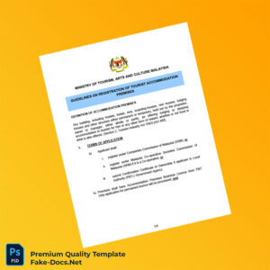 Malaysia Ministry of Tourism Accommodation Premises Registration Certificate Template (Word & PDF) 4 page Malaysia Ministry of Tourism Accommodation Premises Registration Certificate Template (Word & PDF) 4 page