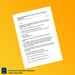 Nepal Companies Register Business Registration Certificate Template (Word & PDF) 4 page Nepal Companies Register Business Registration Certificate Template (Word & PDF) 4 page