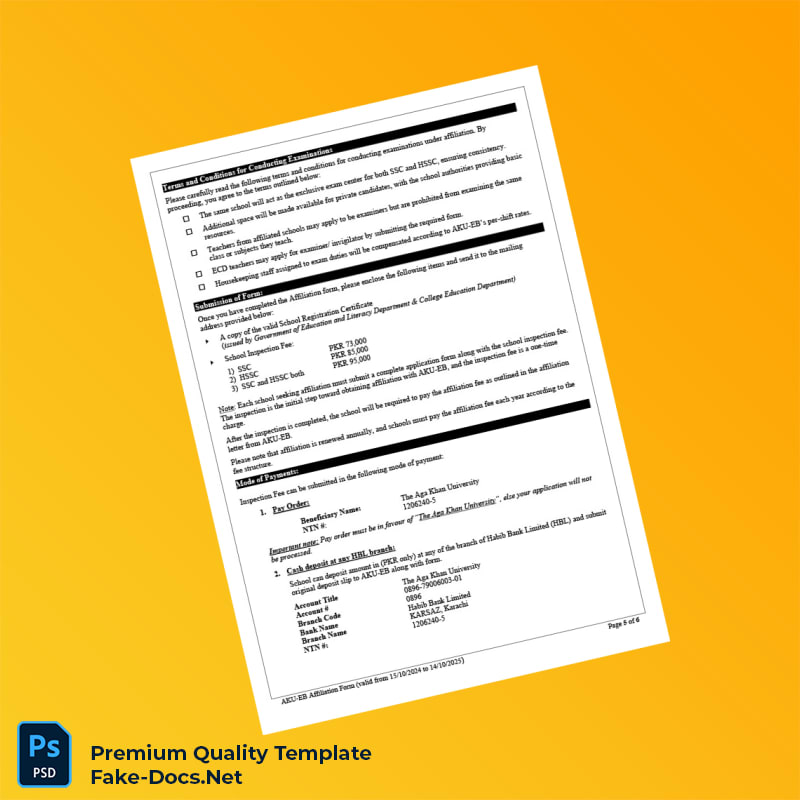 Pakistan Aga Khan University Examination Board Affiliation Form Template (Word & PDF) 6 page Pakistan Aga Khan University Examination Board Affiliation Form Template (Word & PDF) 6 page