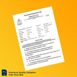 Pakistan Air Force Provisional Registration Slip Template (Word & PDF) 2 page Pakistan Air Force Provisional Registration Slip Template (Word & PDF) 2 page