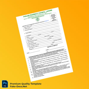 Pakistan Punjab Pharmacy Council Registration Form Template (Word & PDF) 3 page Pakistan Punjab Pharmacy Council Registration Form Template (Word & PDF) 3 page