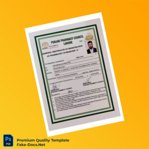 Pakistan Punjab Pharmacy Council Renewal Registration Certificate Template (Word & PDF) 2 page Pakistan Punjab Pharmacy Council Renewal Registration Certificate Template (Word & PDF) 2 page