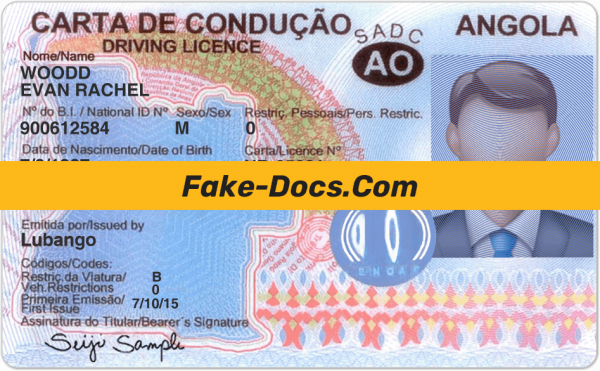 Angola driver license Psd Template front