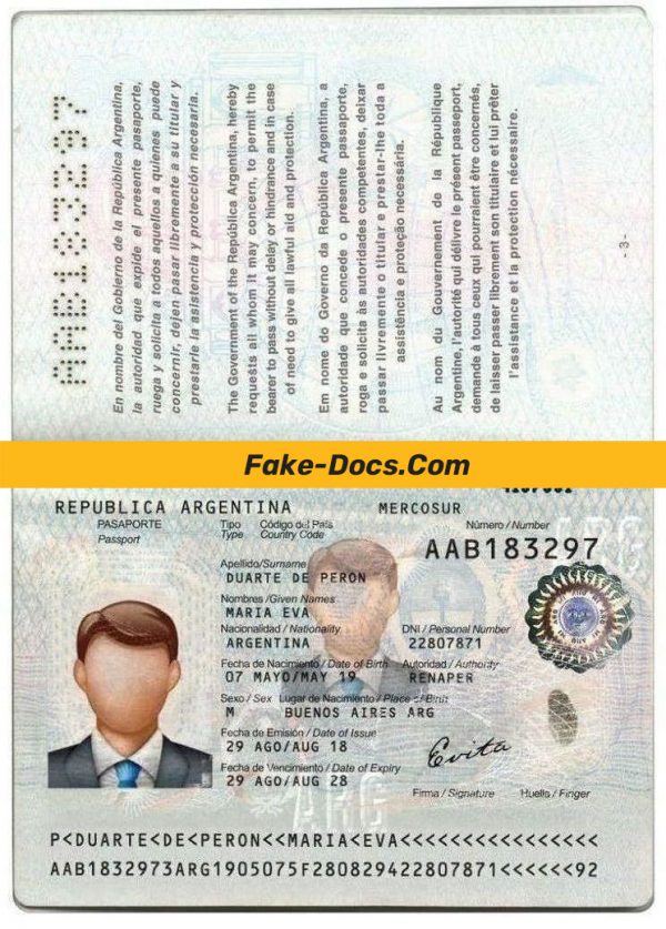 Argentina Passport Psd Template Fake Docs