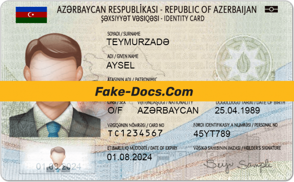 Azerbaijan ID Card Psd Template front