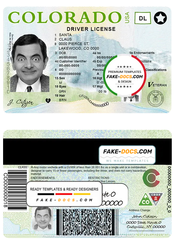 Colorado driver license Psd Template