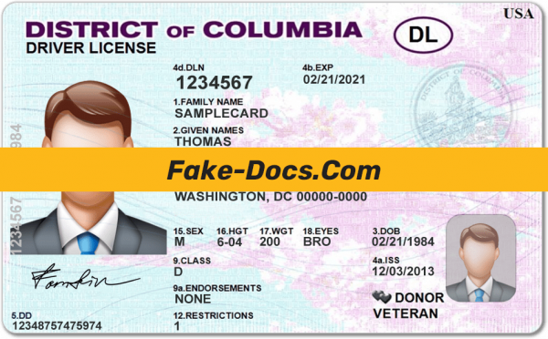 District of Columbia driver license Psd Template