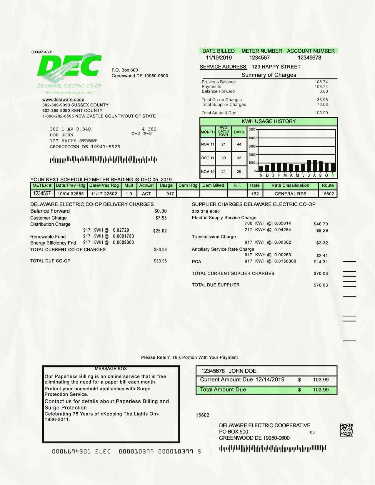 Delaware Utility Bill psd Template: Delaware Proof of address psd template Delaware Utility Bill psd Template: Delaware Proof of address psd template