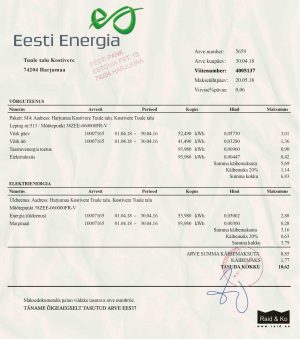 Estonia Utility Bill psd Template: Estonia Proof of address psd template