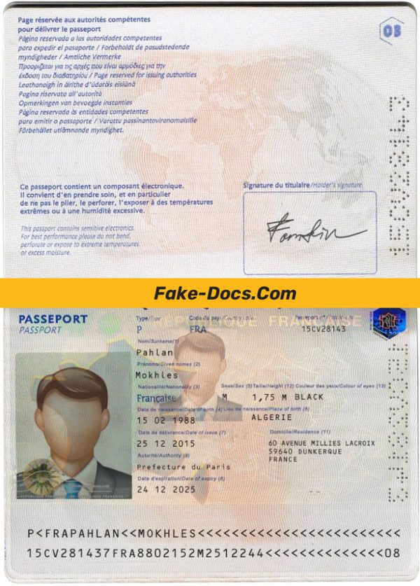 France Passport psd template